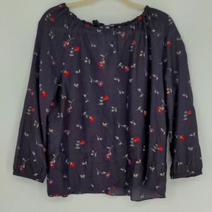 Madewell Women's Duet Peasant Top in Sweet Blossoms Size Small Silk Blend Floral